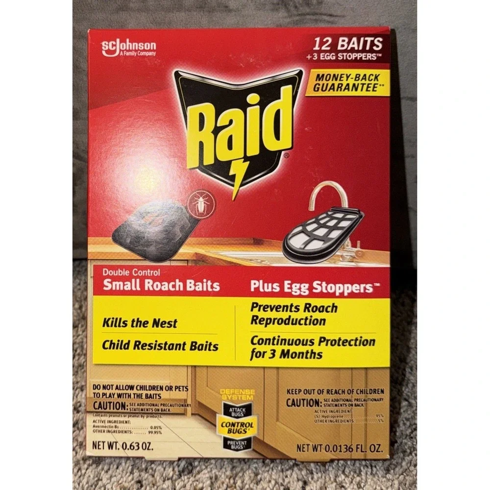 Lot‎ of 2 Raid Double Control 12 Small Roach Baits Plus 3 Egg Stoppers each NEW